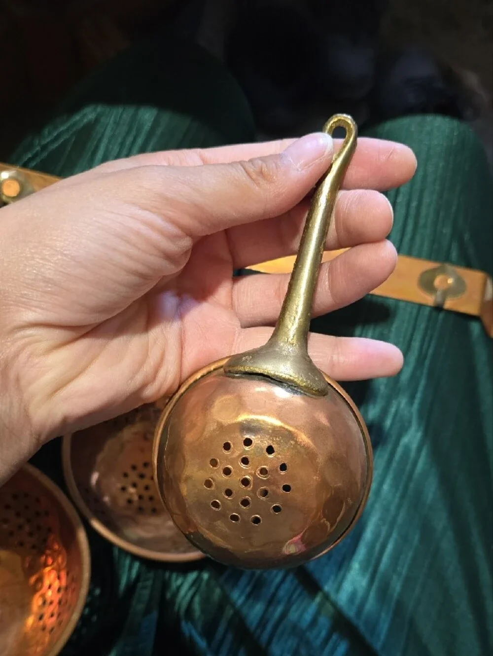 Vintage Copper Hanging Strainer Spoon Set – 3-Piece